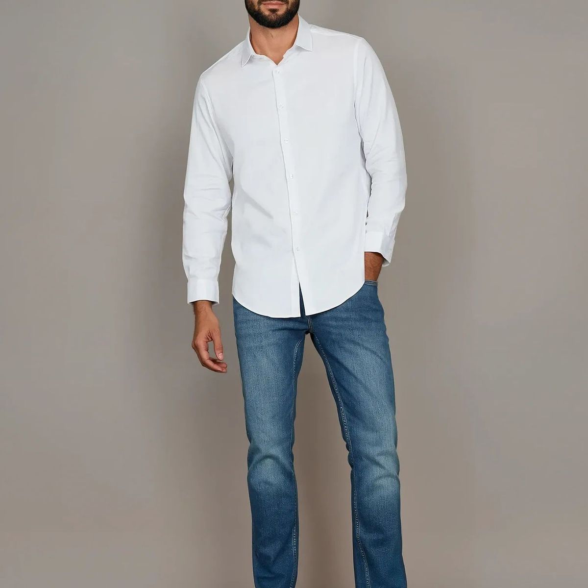 CALVIN KLEIN - Camisa Slim Cotton Solid Blanco Calvin Klein