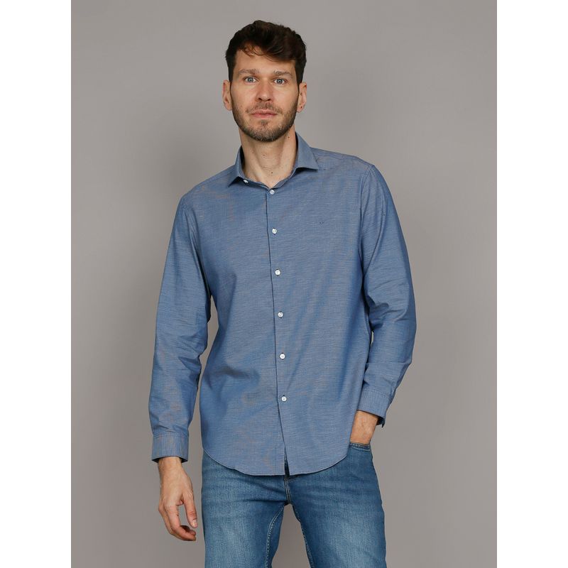 CALVIN KLEIN - Camisa Slim Plaid Azul Calvin Klein