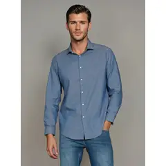 CALVIN KLEIN - Camisa Slim Plaid Azul
