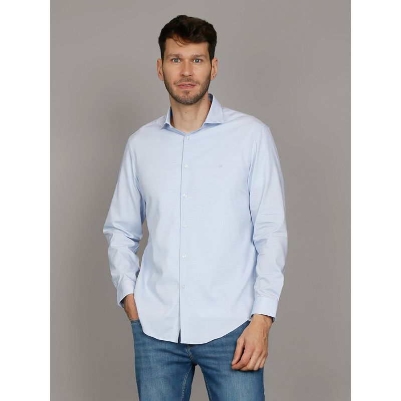 CALVIN KLEIN - Camisa Slim Fresh Comf Celeste Calvin Klein