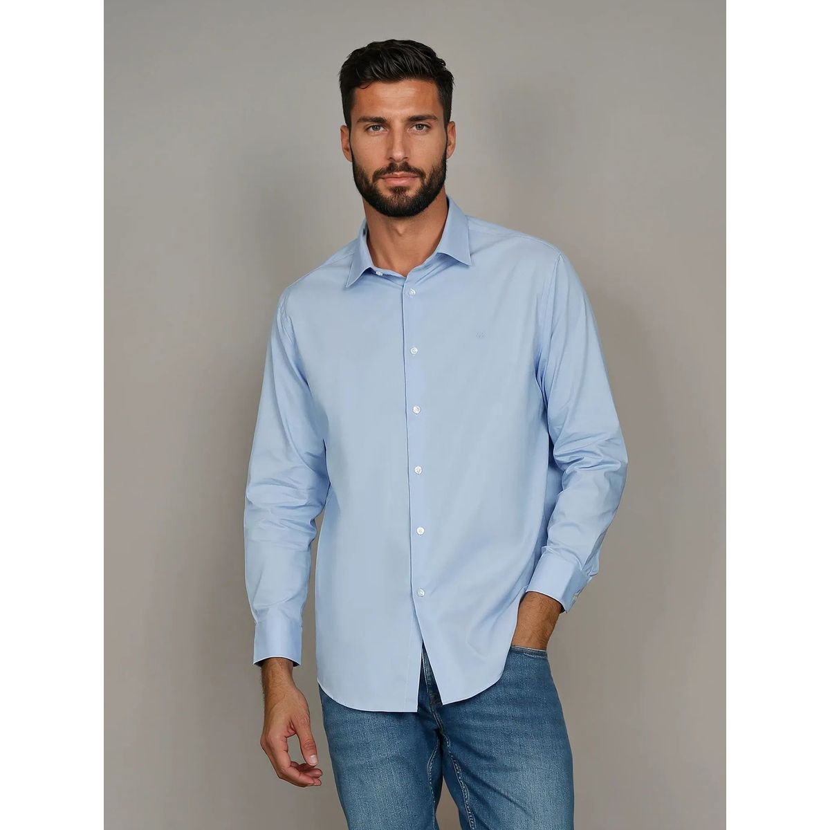 CALVIN KLEIN - Camisa Slim Stretch Azul Calvin Klein