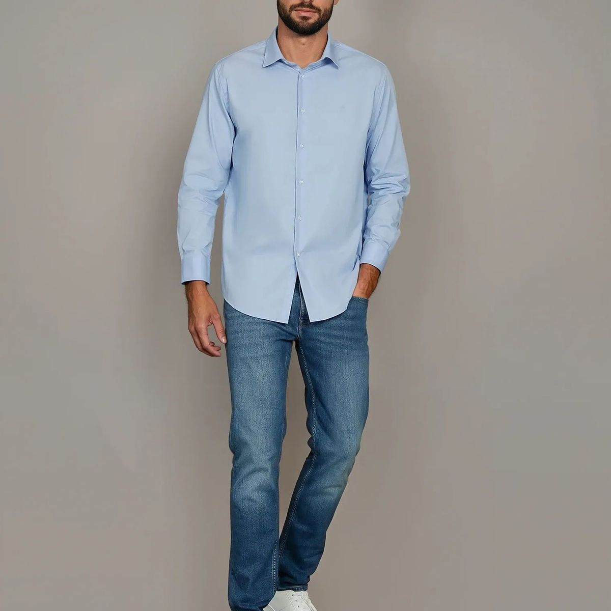 CALVIN KLEIN - Camisa Slim Stretch Azul Calvin Klein