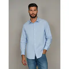 CALVIN KLEIN - Camisa Slim Stretch Azul