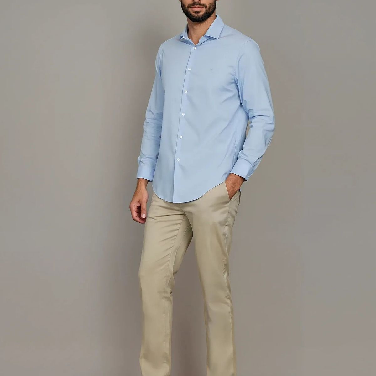 CALVIN KLEIN - Camisa Slim Stretch Azul Calvin Klein