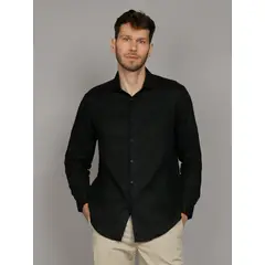 CALVIN KLEIN - Camisa Slim Cotton Untucked Negro