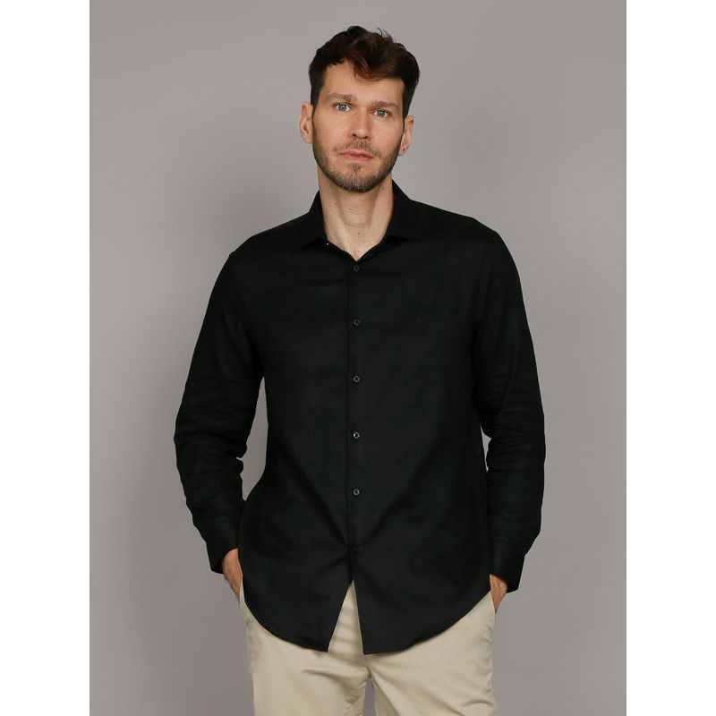 CALVIN KLEIN - Camisa Slim Cotton Untucked Negro Calvin Klein