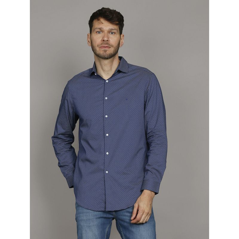 CALVIN KLEIN - Camisa Slim Printed Azul Calvin Klein