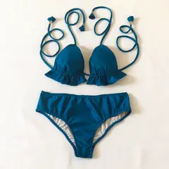 CREA PRINT - HERMOSO BIKINI de mujer con Top de Triángulos y Bottoms sin amarre