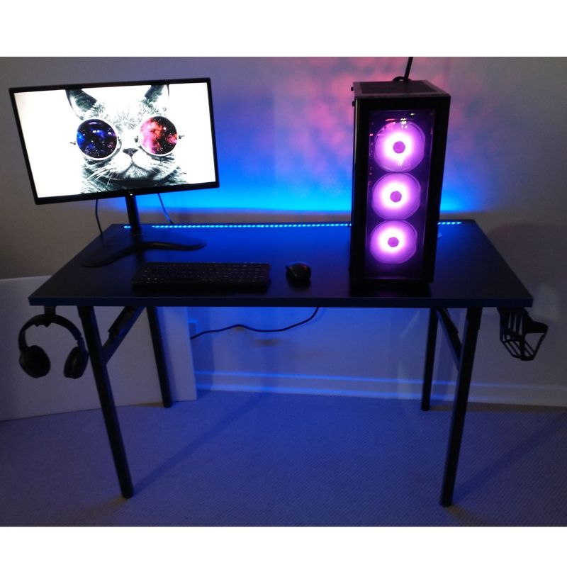 GENERICO - Escritorio Gamer Plegable 130cm Luz Led Negro