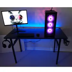 GENERICO - Escritorio Gamer Plegable 130cm Luz Led Negro