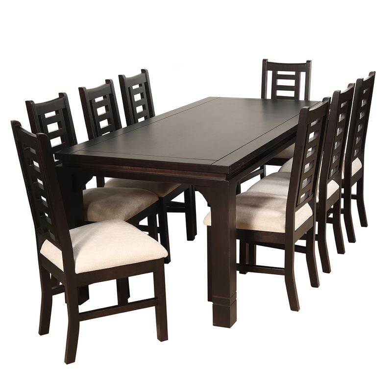 ARTHOME - JUEGO DE COMEDOR PASCAL 8 SILLAS COLOR CHOCOLATE