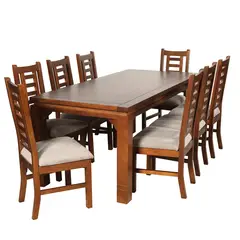 ARTHOME - JUEGO DE COMEDOR PASCAL 8 SILLAS MADERA COLOR MIEL