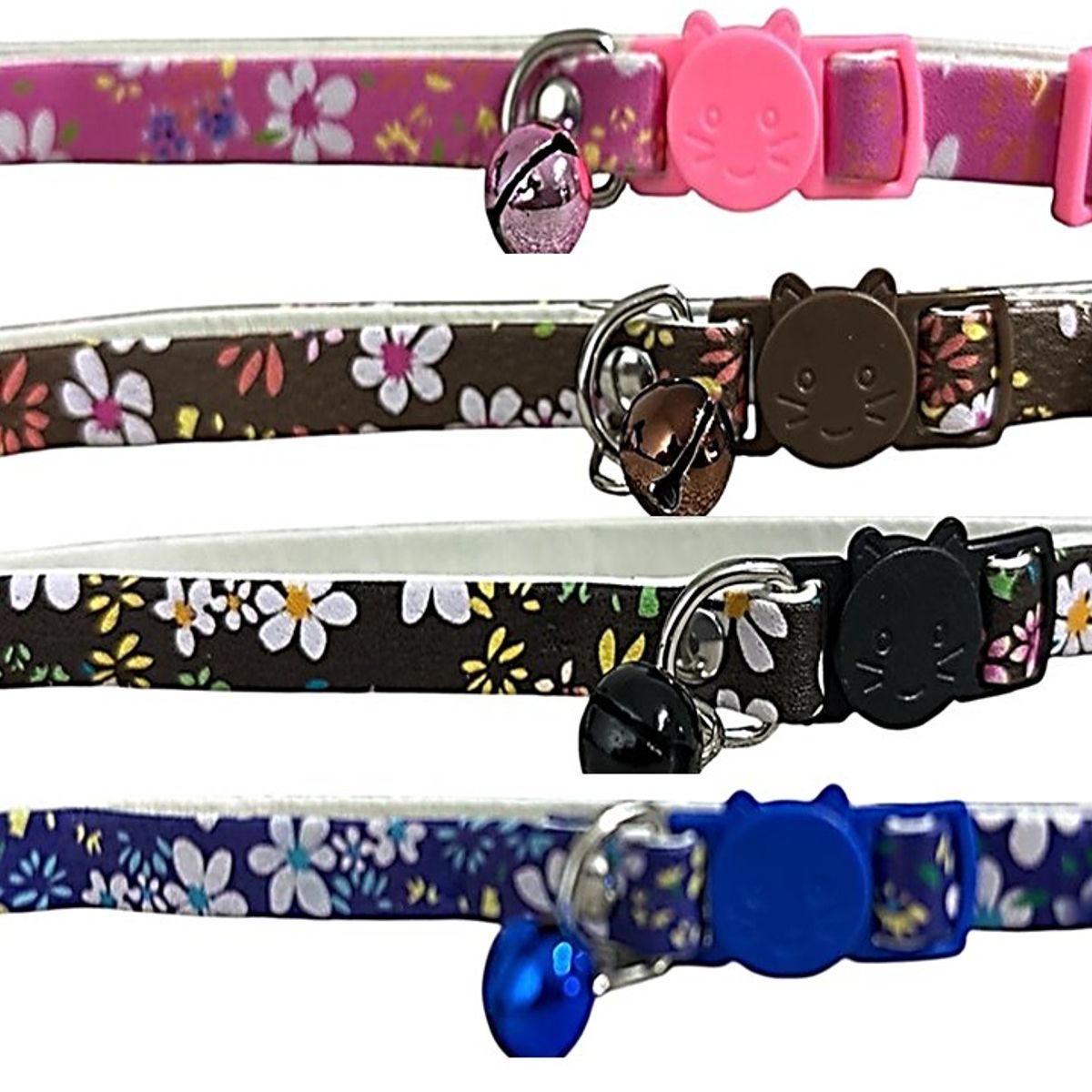GENERICO - Collar Para Gato Gatita Anti Ahorque Diseño De Flores Negro