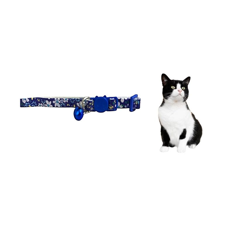 GENERICO - Collar Para Gato Gatita Anti Ahorque Diseño De Flores Azul