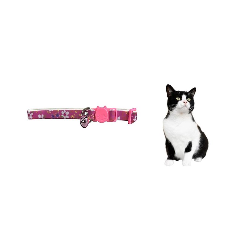 GENERICO - Collar Para Gato Gatita Anti Ahorque Diseño De Flores Rosado