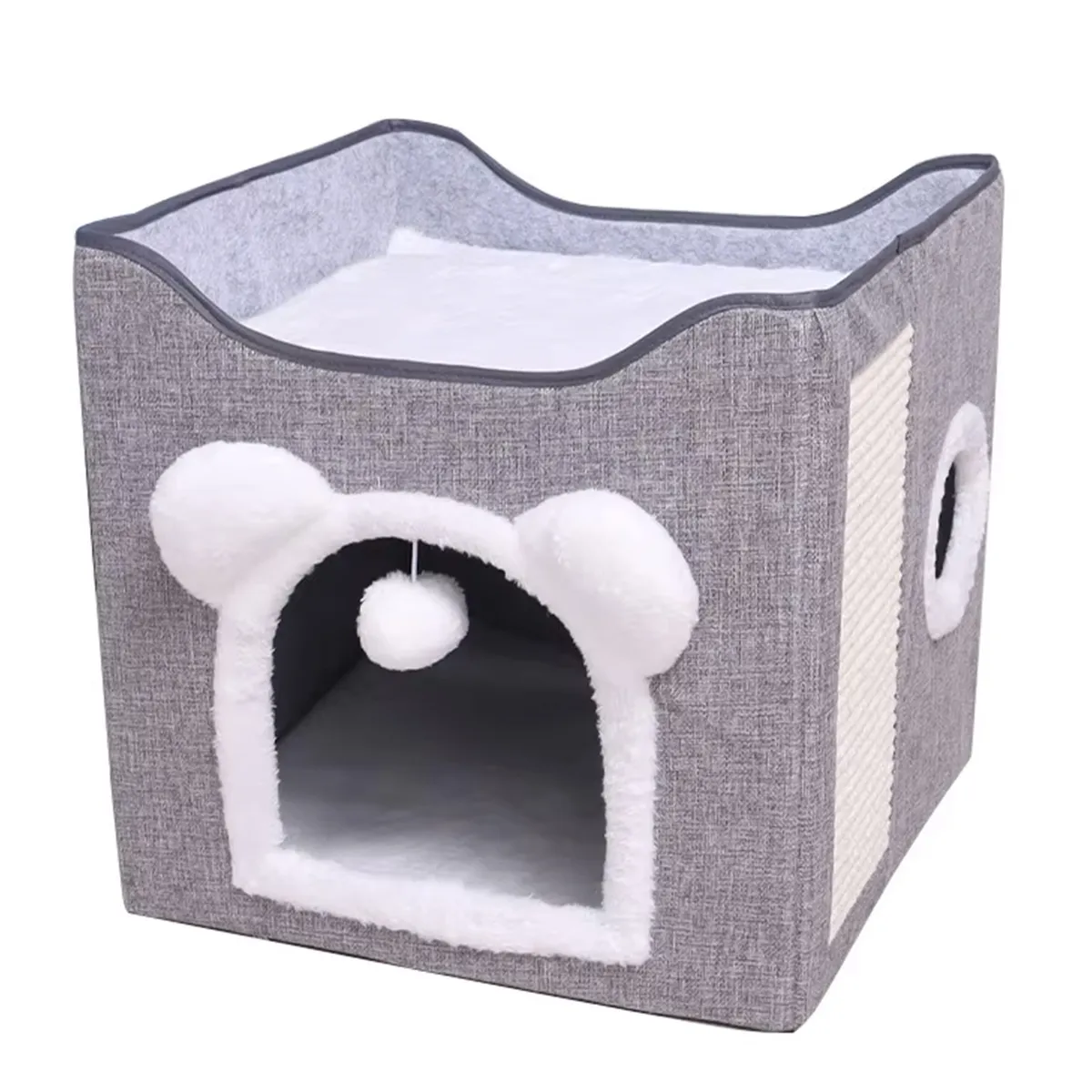 MUNDO ONLINE - Cama Mascota Soft Confort Plegable Orejitas Con Techo 39cm