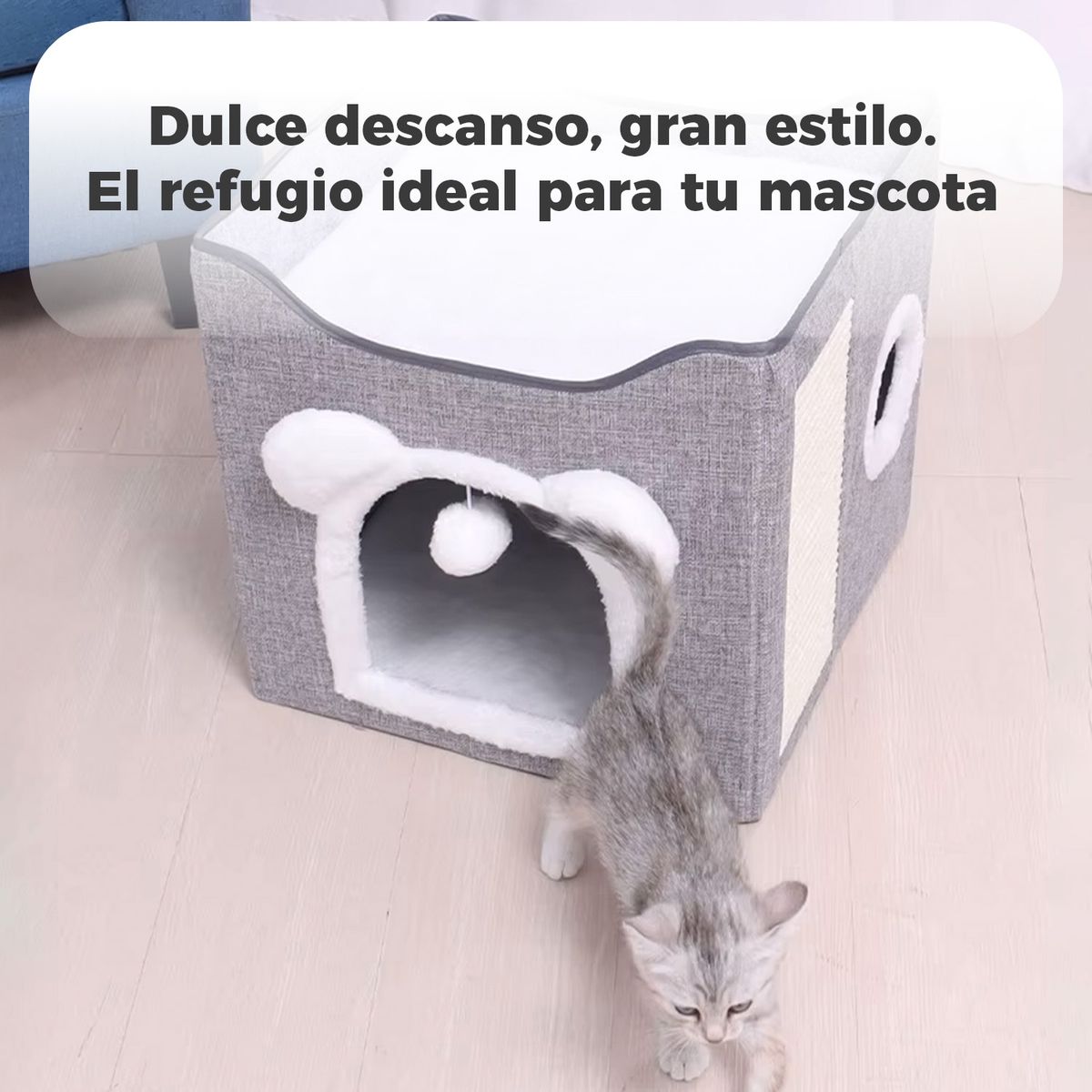 MUNDO ONLINE - Cama Mascota Soft Confort Plegable Orejitas Con Techo 39cm