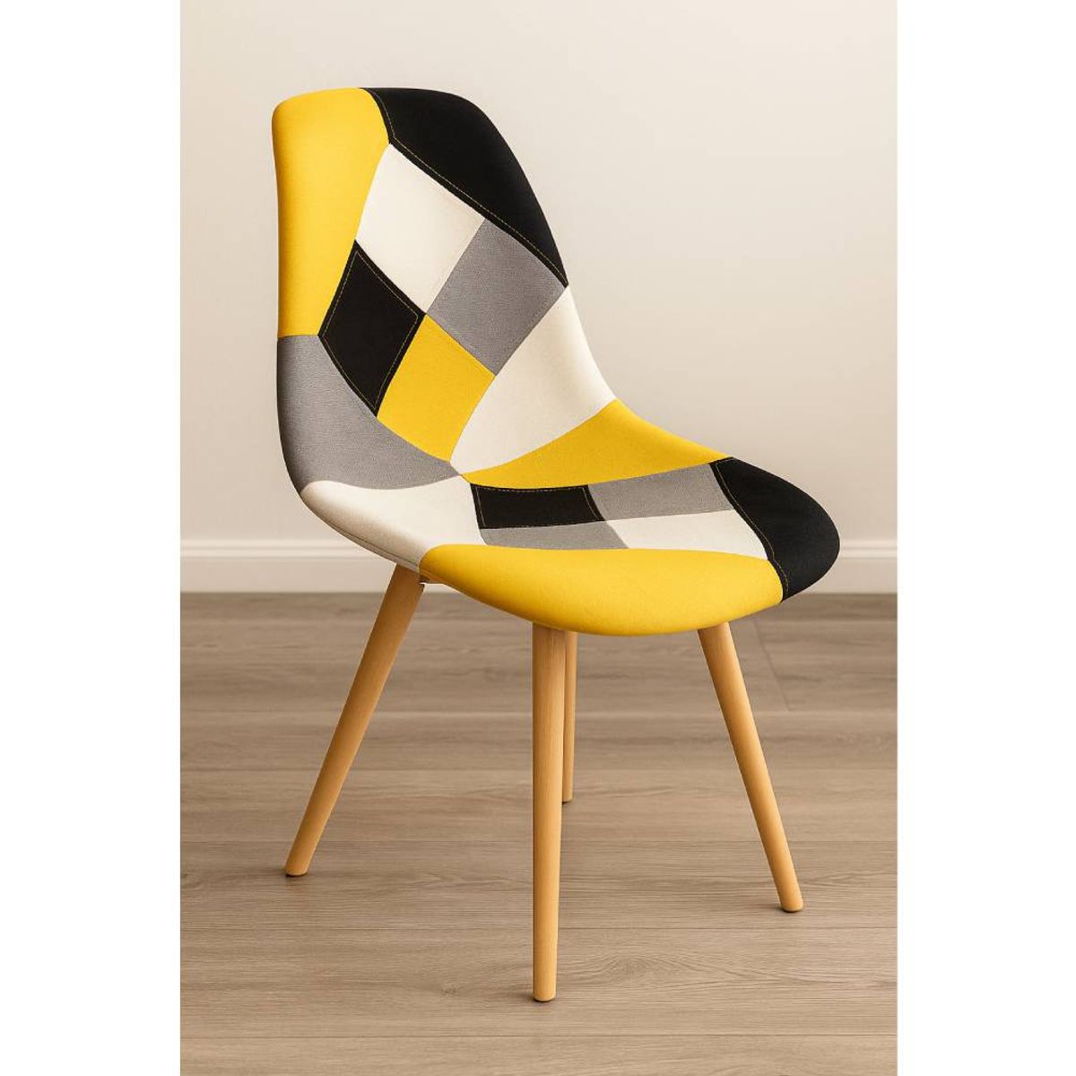 GENERICO - Silla Patchwork Wood - Amarillo