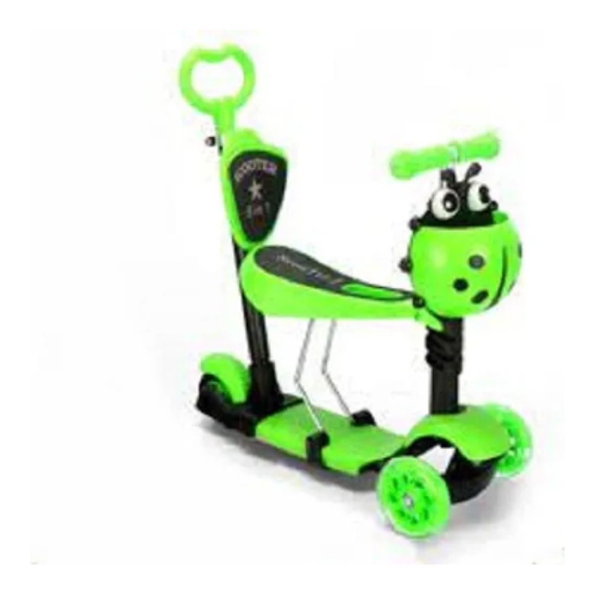 GENERICO - Monopatín Scooter 5 En 1 Mariquita Con Luces Color Verde