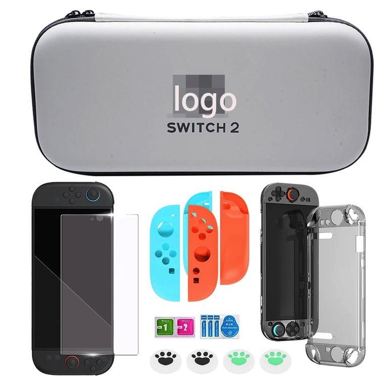 GENERICO Pack Full Estuche Funda Micas Blandas Grips + Para Compatible Nintendo Switch 2 Blanco