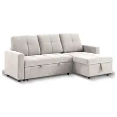 NOVAHUS - Sofá Cama 3 Cuerpos Beige 216x106x91cm Almacenaje