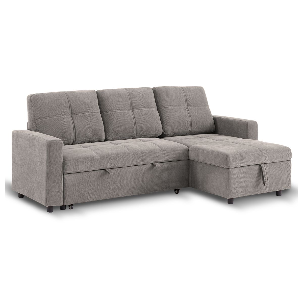 NOVAHUS - Sofá Cama 3 Cuerpos Gris 216x106x91cm Almacenaje