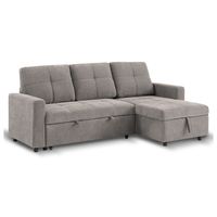 Sofá Cama 3 Cuerpos Gris 216x106x91cm Almacenaje