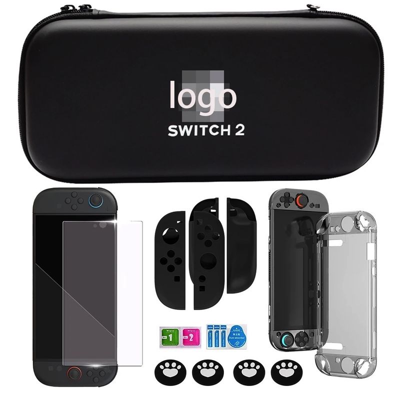 GENERICO - Pack Full Estuche Funda Mica Grips + Para Nintendo Switch 2 Negro