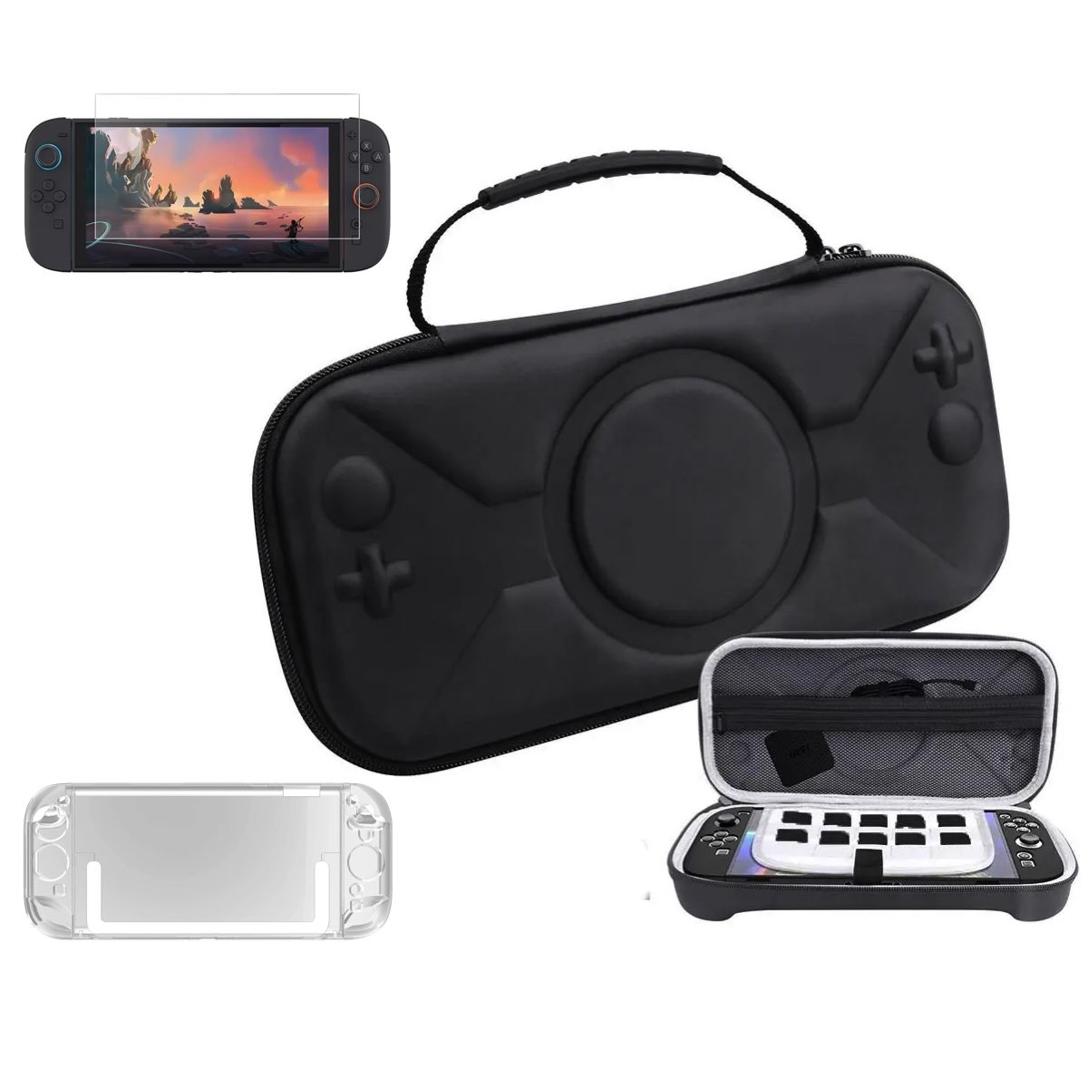 GENERICO - Estuche Pro + Mica Vidrio + Funda + Para Nintendo Switch 2 Negro
