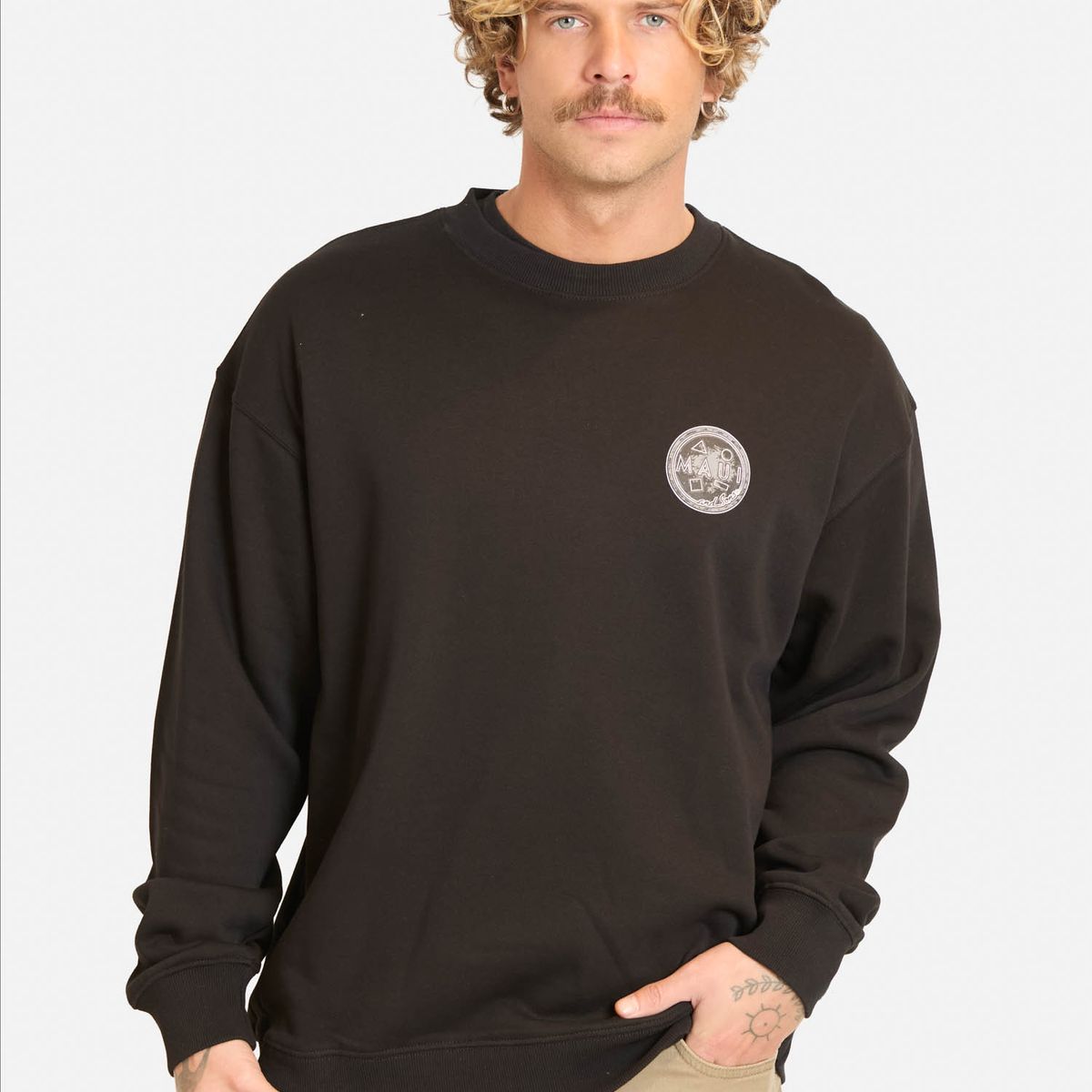 MAUI AND SONS - Poleron CR Brisaria Negro Hombre Maui And Sons - Negro