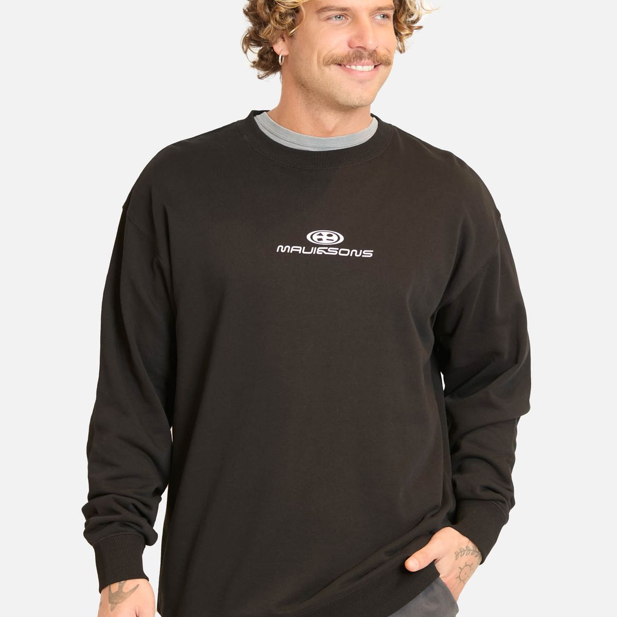 MAUI AND SONS - Poleron CR Flowtica Negro Hombre Maui And Sons - Negro