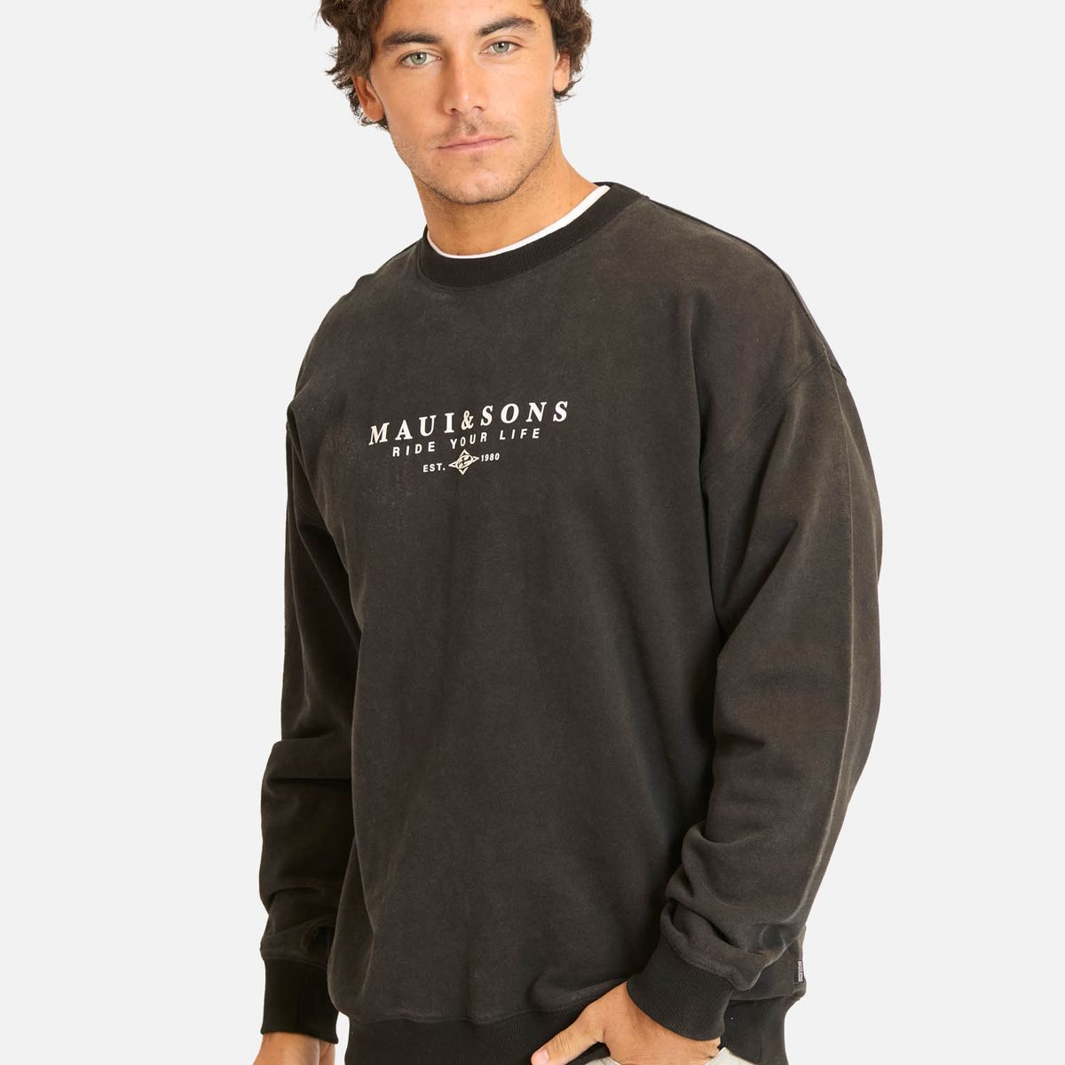 MAUI AND SONS - Poleron CR Oceandra Negro Hombre Maui And Sons - Negro