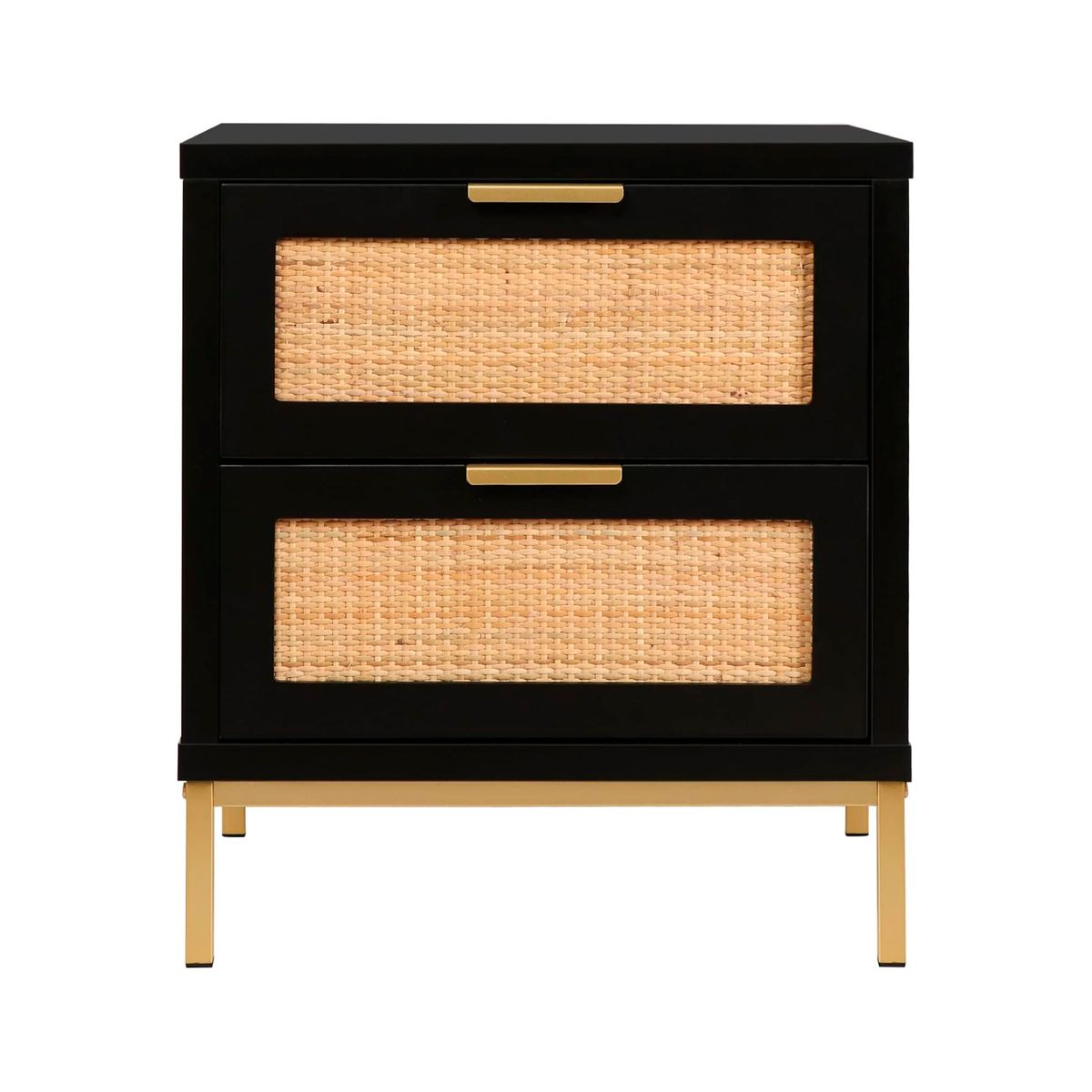 HABITA2 CHILE - Pack 2 Veladores Black Rattan - Mesa de Noche Negra