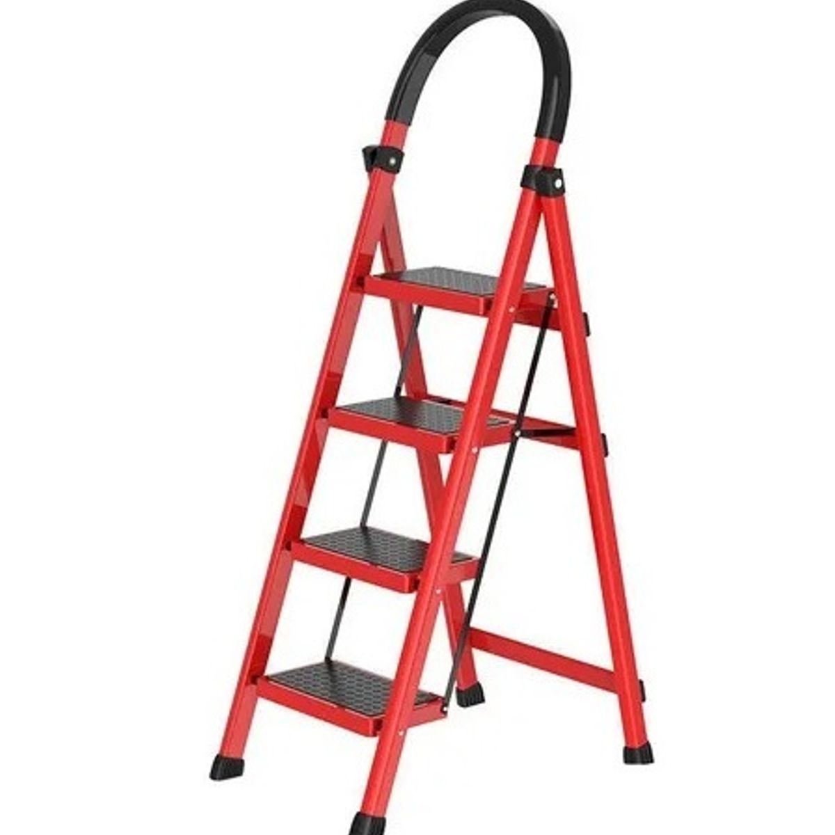 GENERICO - Escalera Plegable 4 Niveles Antideslizante Roja