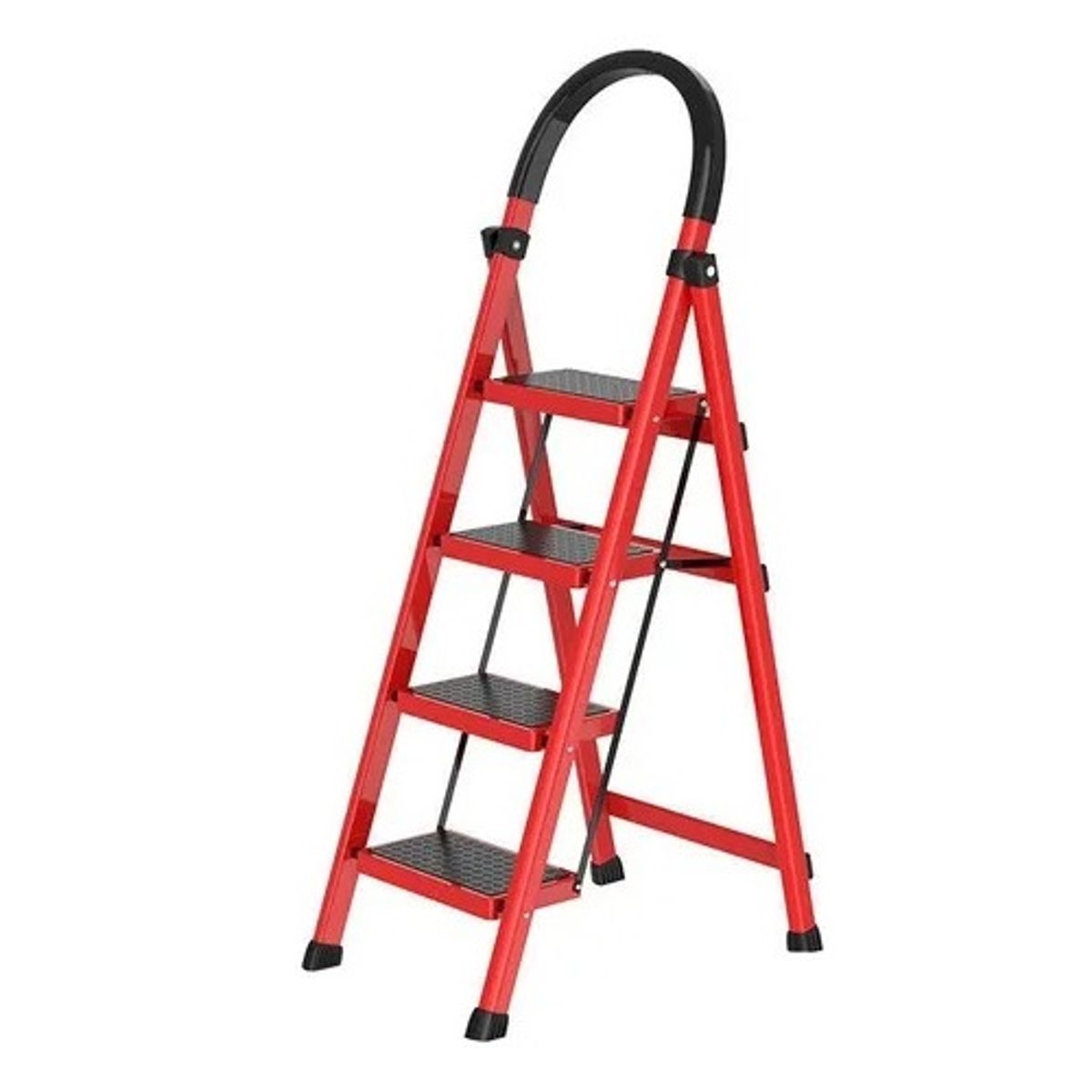GENERICO - Escalera Plegable 4 Niveles Antideslizante Roja