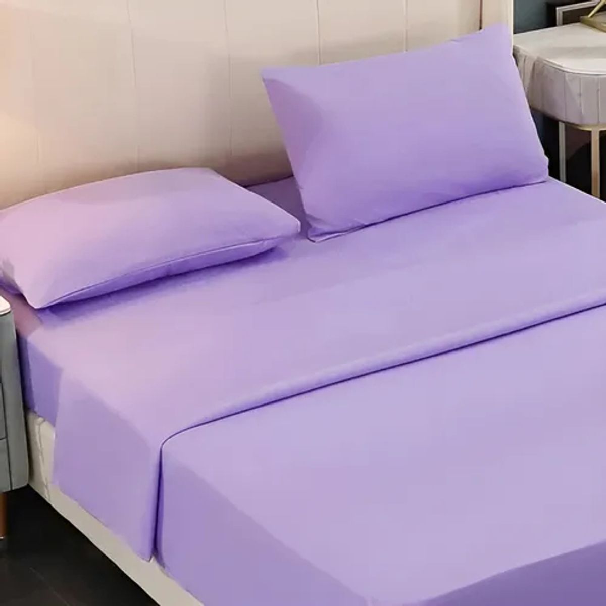 GENERICO - Juego De Sabanas 2 Plazas Premium 200hilos 200x150cm 4piezas Lila Liso