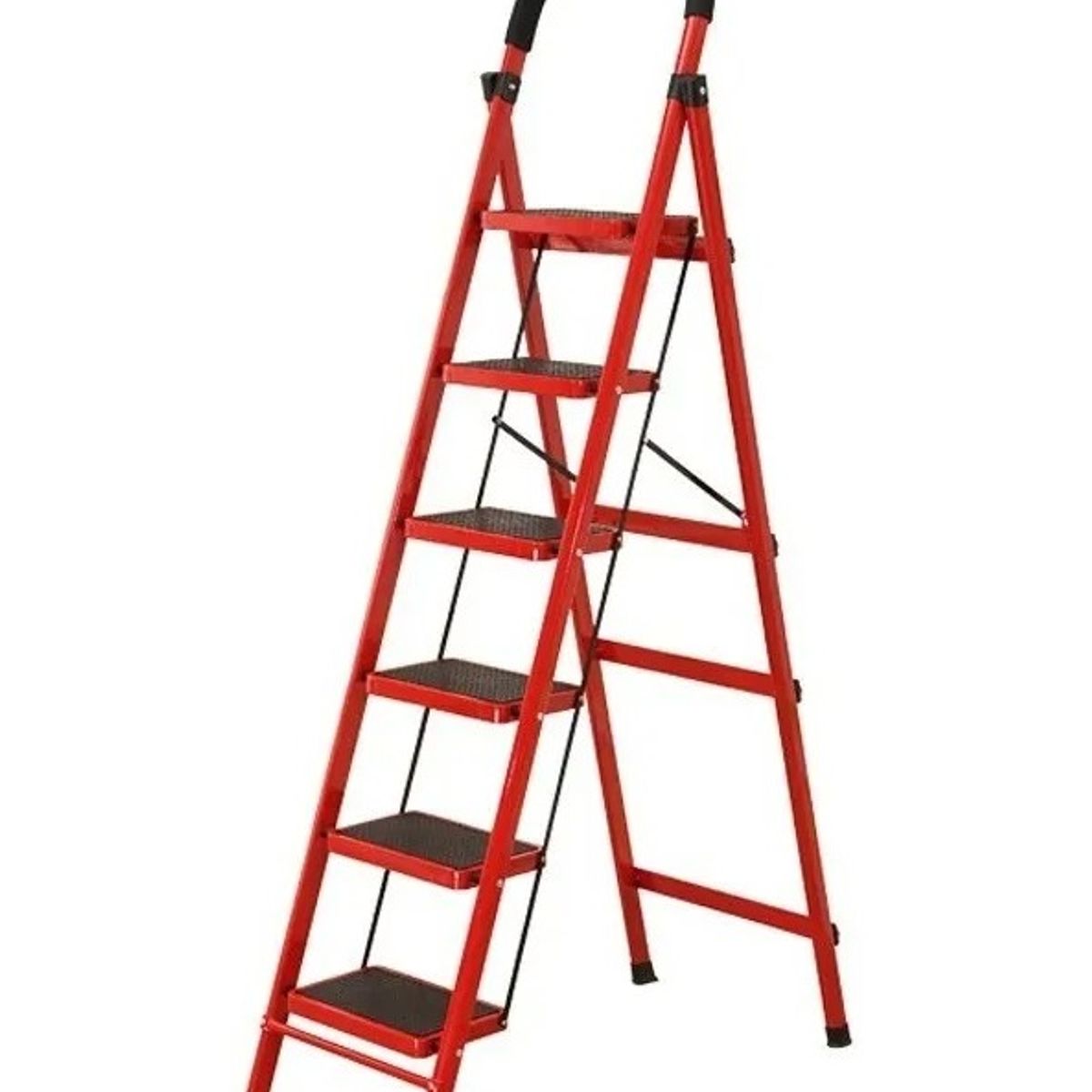 GENERICO - Escalera Plegable 6 Niveles Antideslizante Roja