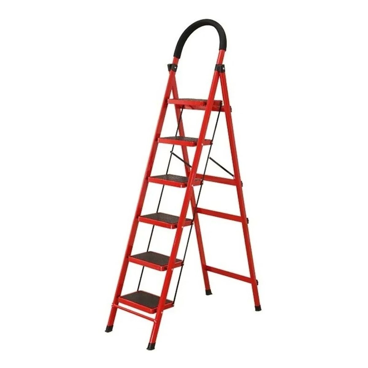 GENERICO - Escalera Plegable 6 Niveles Antideslizante Roja