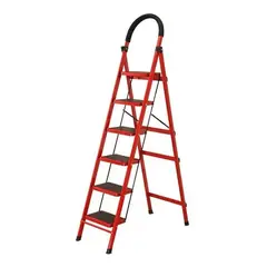 GENERICO - Escalera Plegable 6 Niveles Antideslizante Roja