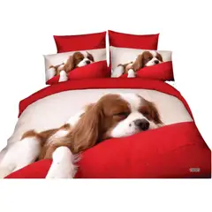 GENERICO - Cubre plumón para cama 1.5 plazas diseño 3D Perritos