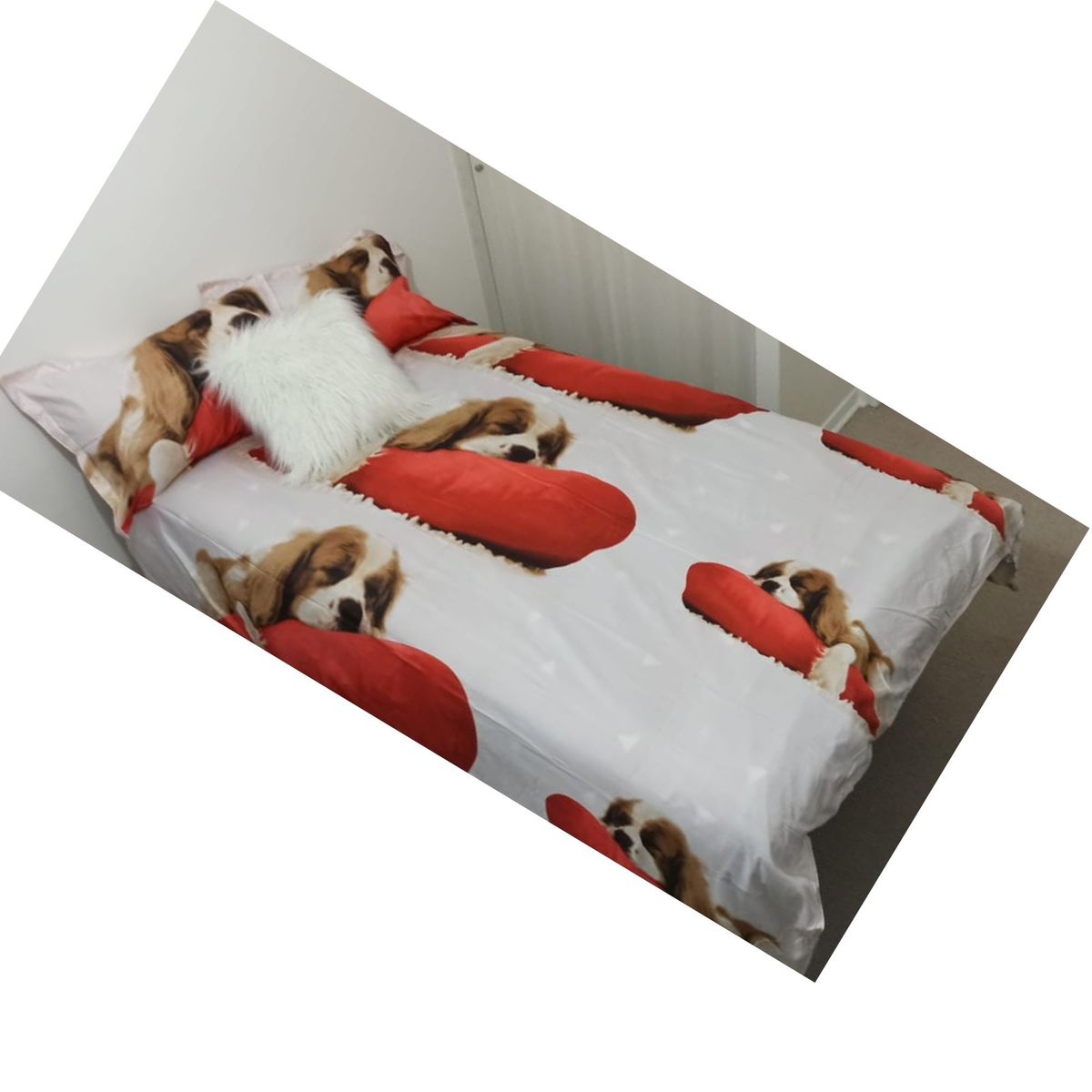 GENERICO - Cubre plumón para cama 1.5 plazas diseño 3D Perritos