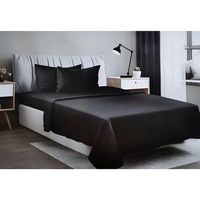 Juego De Sabanas 2 Plazas Premium 200hilos 200x150cm 4piezas Negro Liso