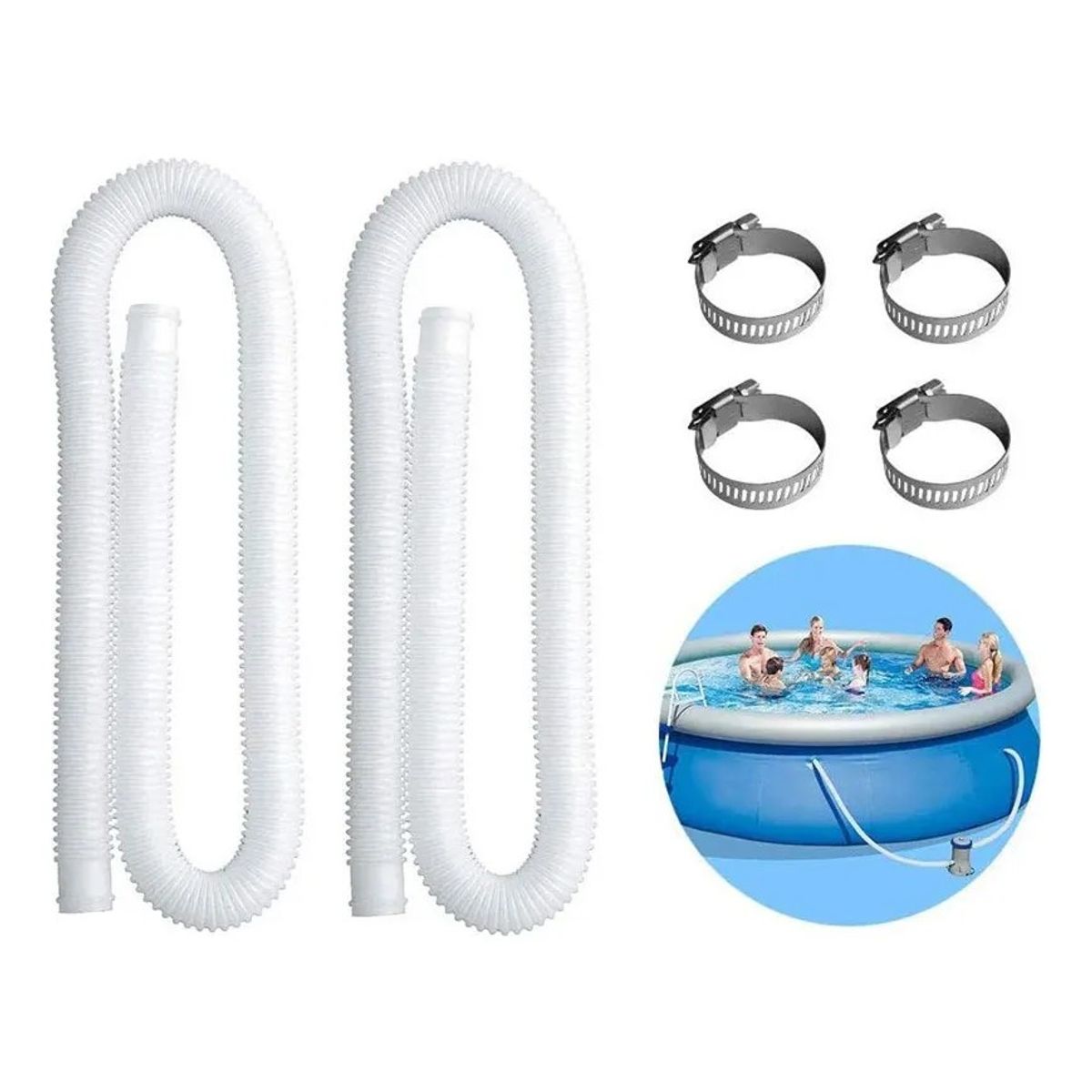 MUNDO MAGIA - Manguera Filtro Piscina Universal 150cm Blanco + Accesorios
