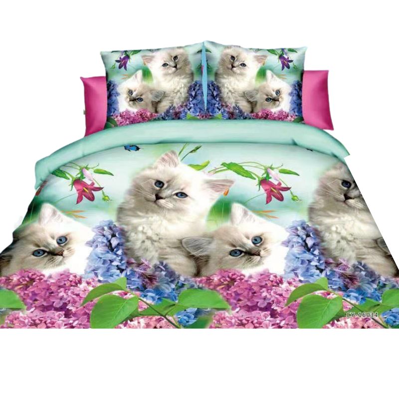 GENERICO - Cubre plumón para cama 1.5 plazas diseño 3D Gatitos