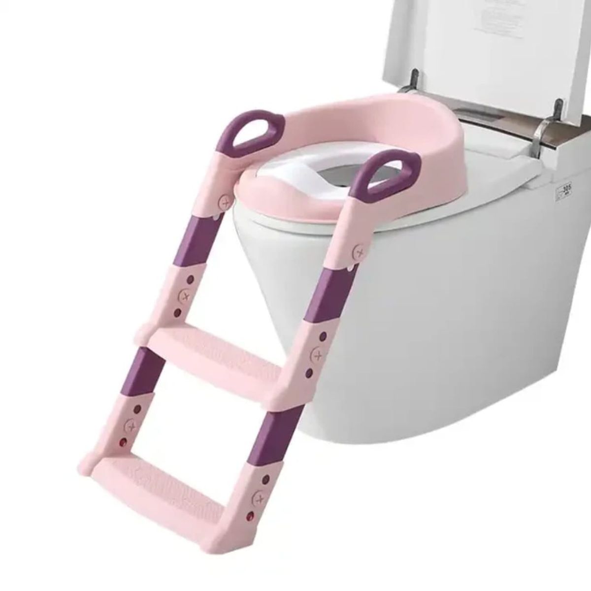GENERICO - Asiento Adaptador Escalera Inodoro Wc Para Niños Acolchado Rosado