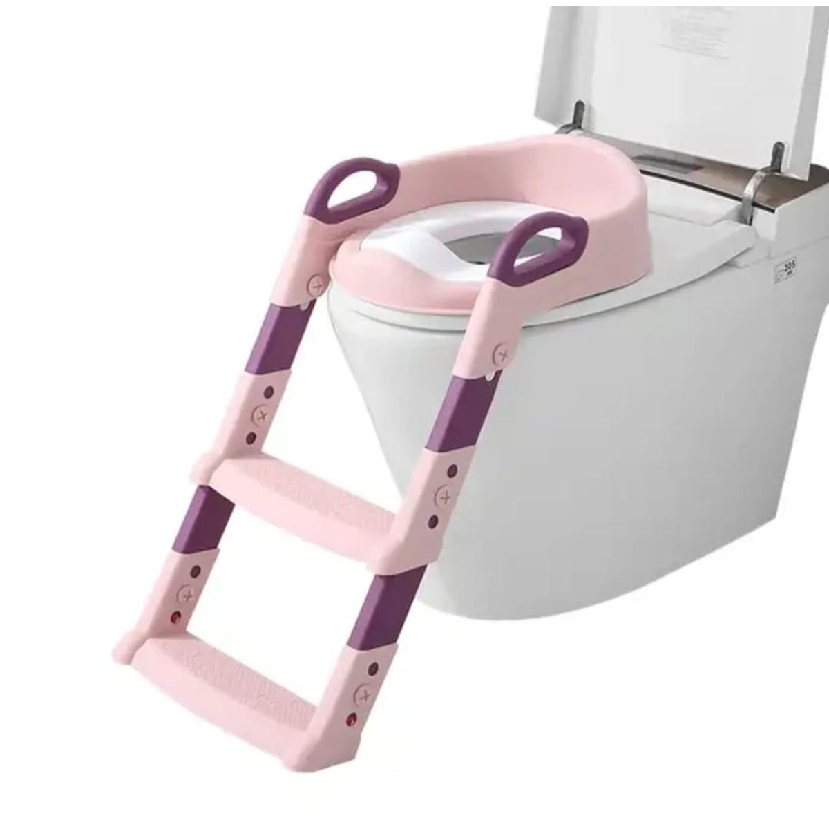 GENERICO - Asiento Adaptador Escalera Inodoro Wc Para Niños Acolchado Rosado