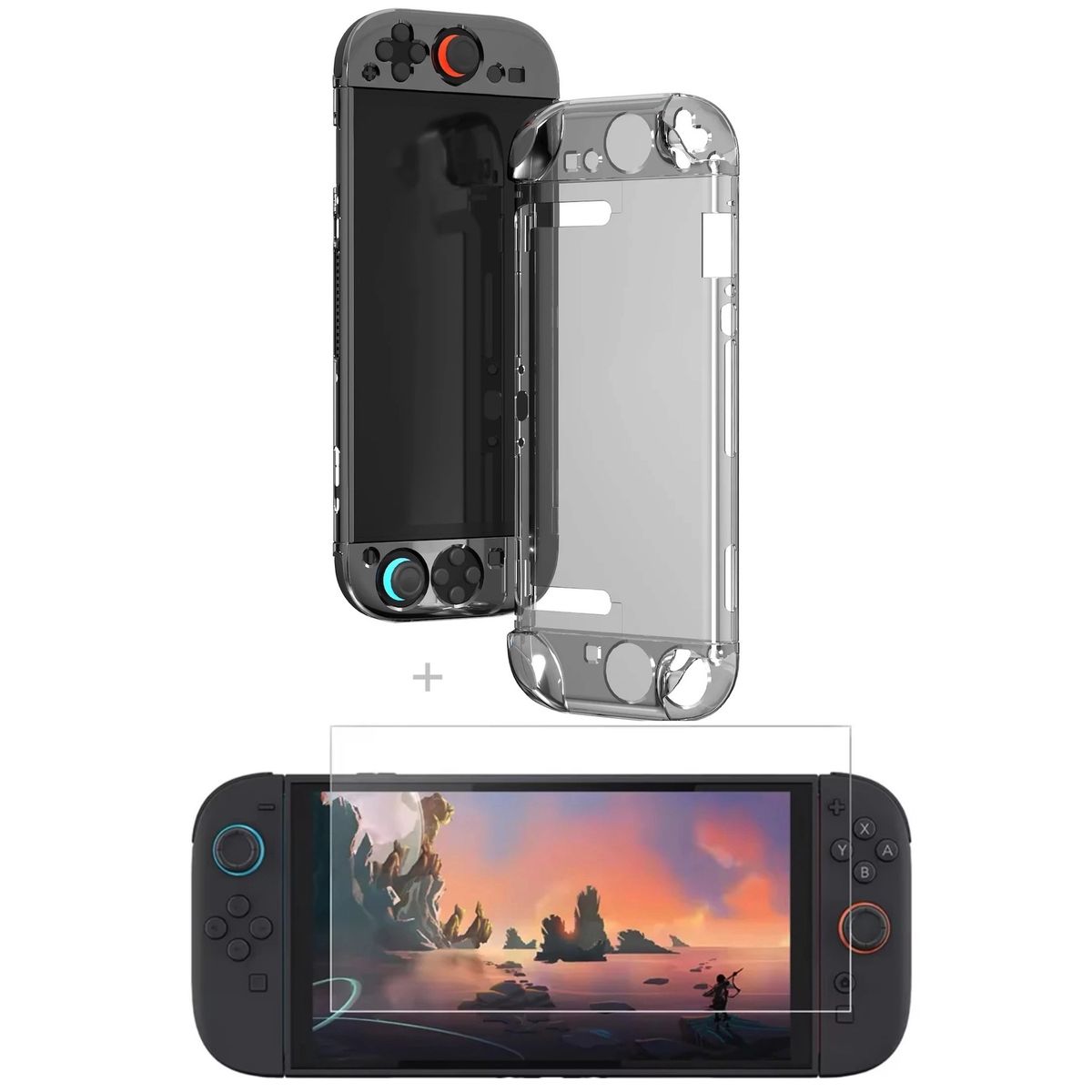 GENERICO - Funda Transparente + Mica Vidrio +kit Para Nintendo Switch 2