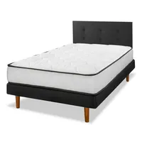 Cama Europea New Simple 1 Plaza + Respaldo Royal Negro