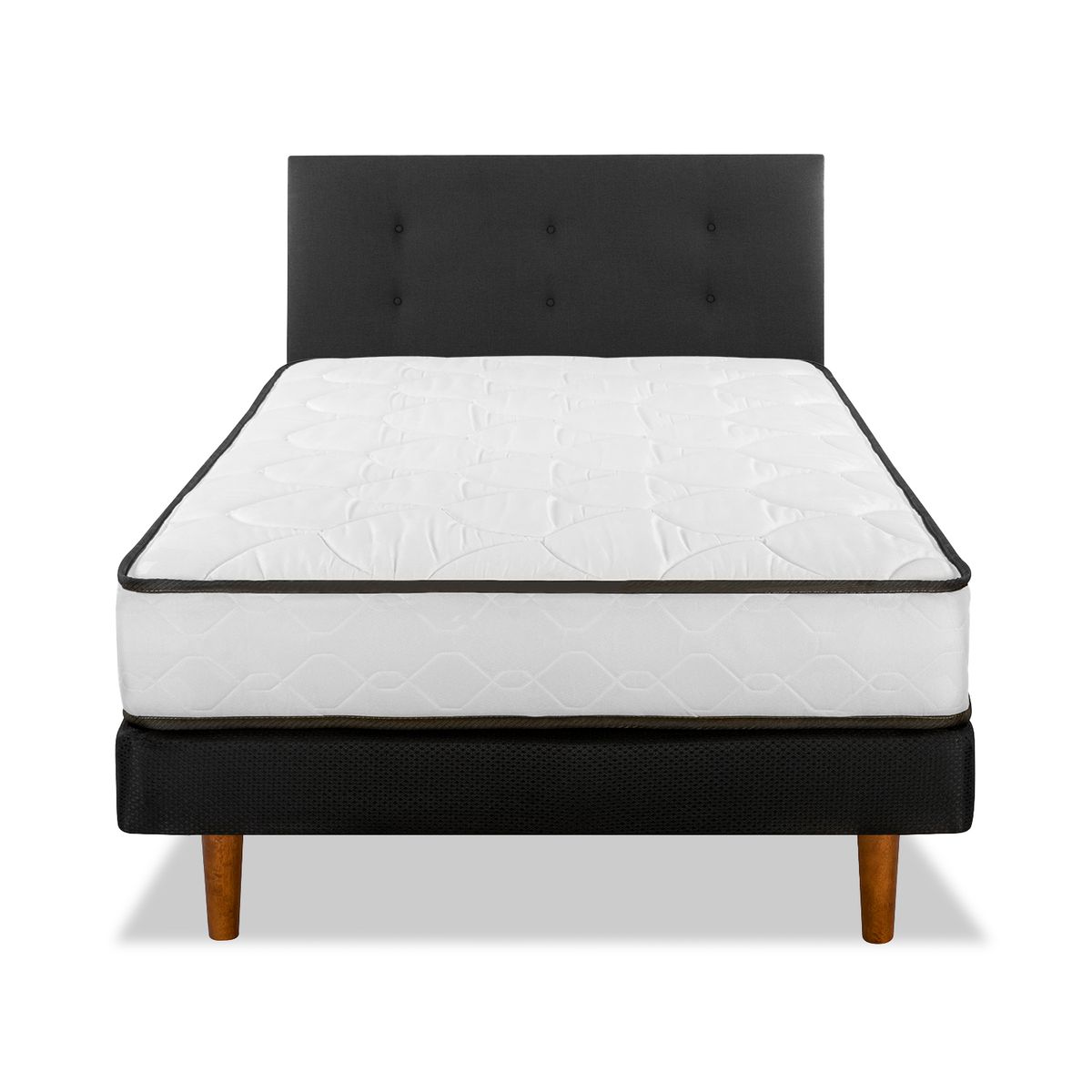 FLEX - Cama Europea New Simple 1 Plaza + Respaldo Royal Negro
