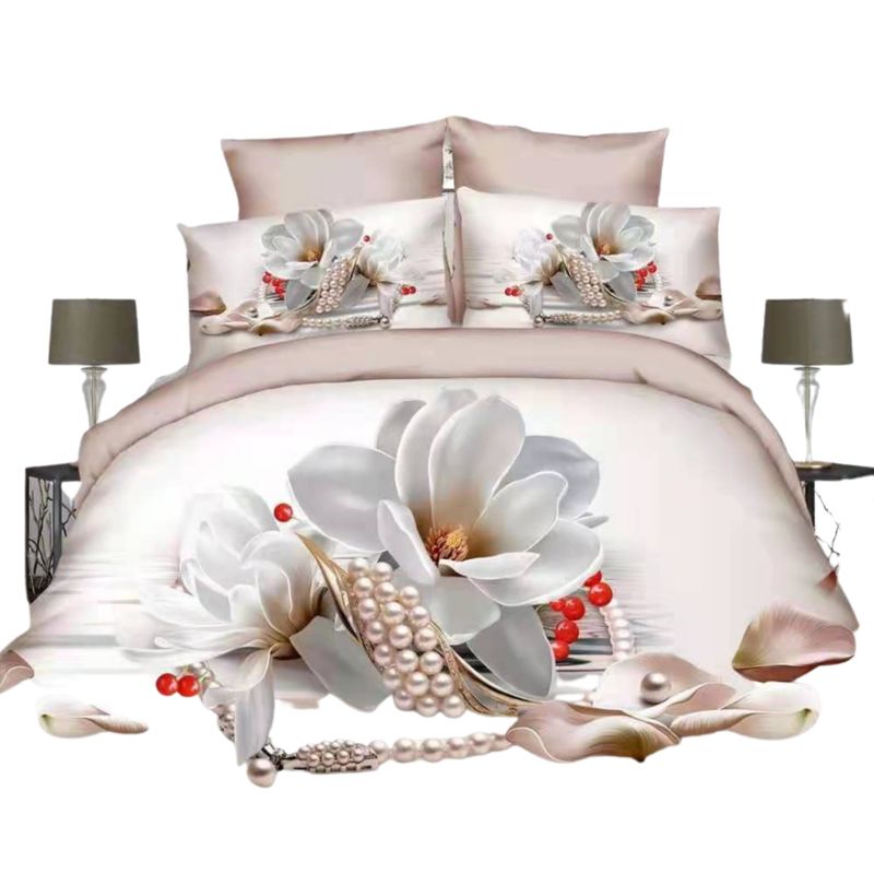GENERICO - Cubre plumón para cama 1.5 plazas diseño 3D Blanca Flor